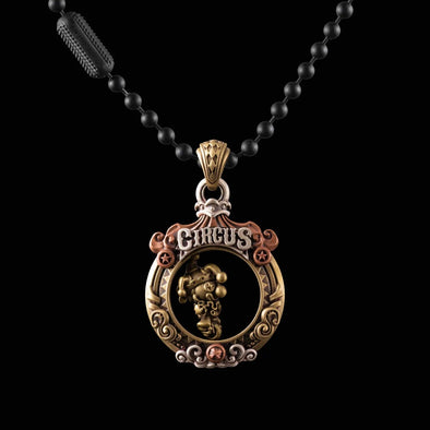 Circus Pendant: 21" / Brass / 4mm Black Ball Chain