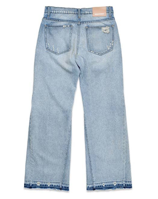 KNEE DESTROYED RELAXED FLARE DENIM