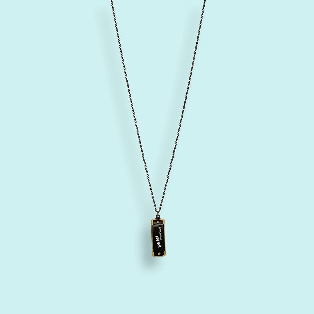 Harmonica Necklace, Available in three colors: Black / 28 Inch