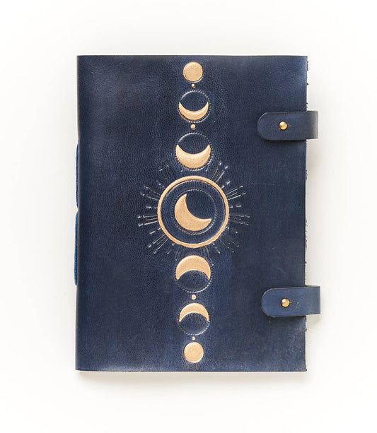 Indukala Moon Phase 5x7 Leather Journal - Refillable Paper