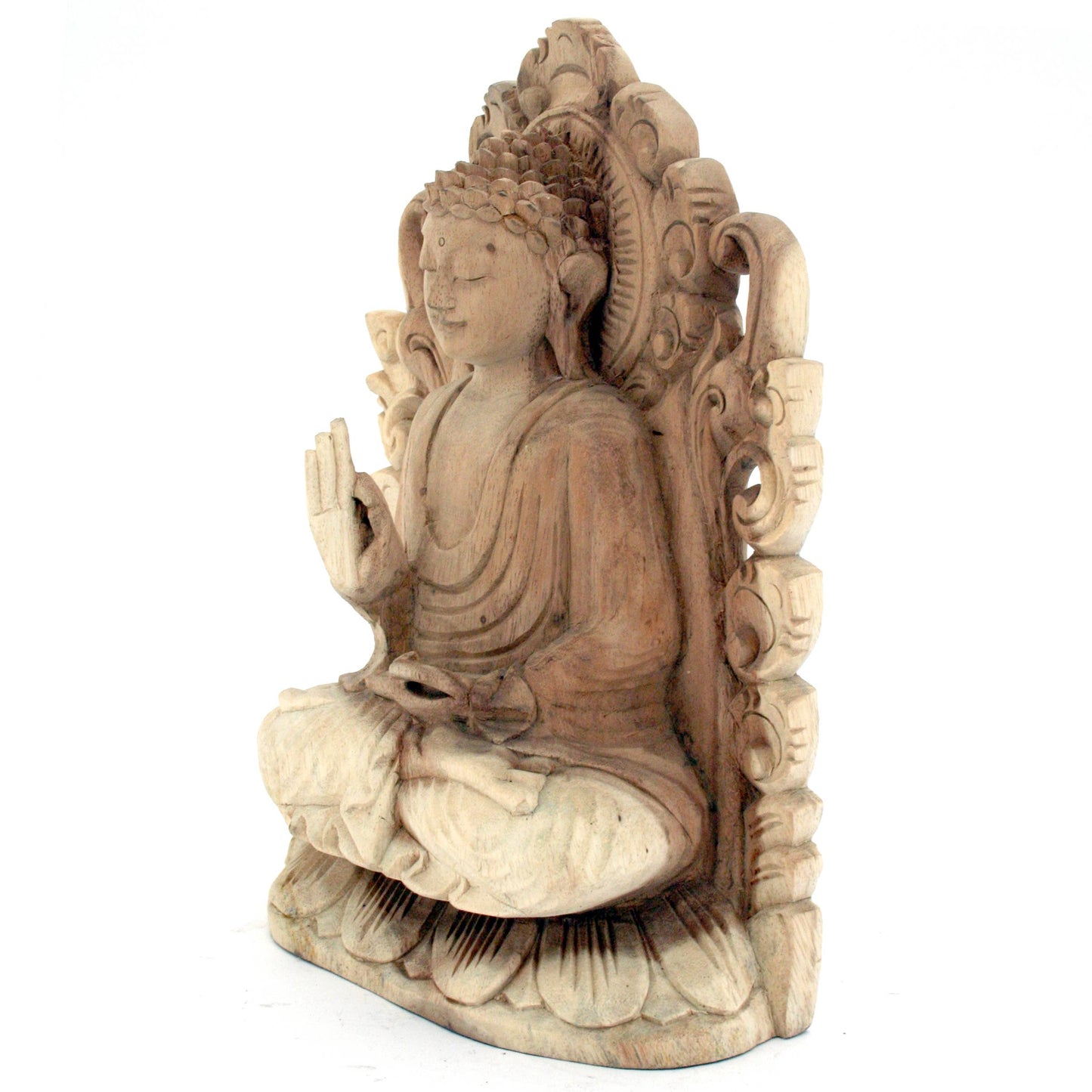 Hand Carved Wood Wall Buddha: Large