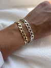 Wide Silver Chain Bracelet, Women's Chain Bracelet, Chunky S: Gold