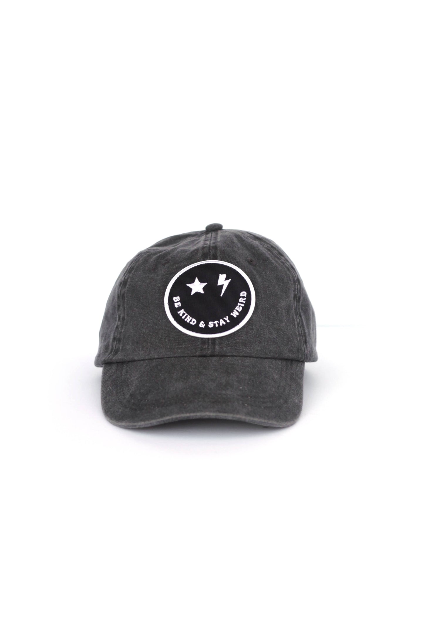 Smiley Face Be Kind & Stay Weird Baseball Cap dark gray hat