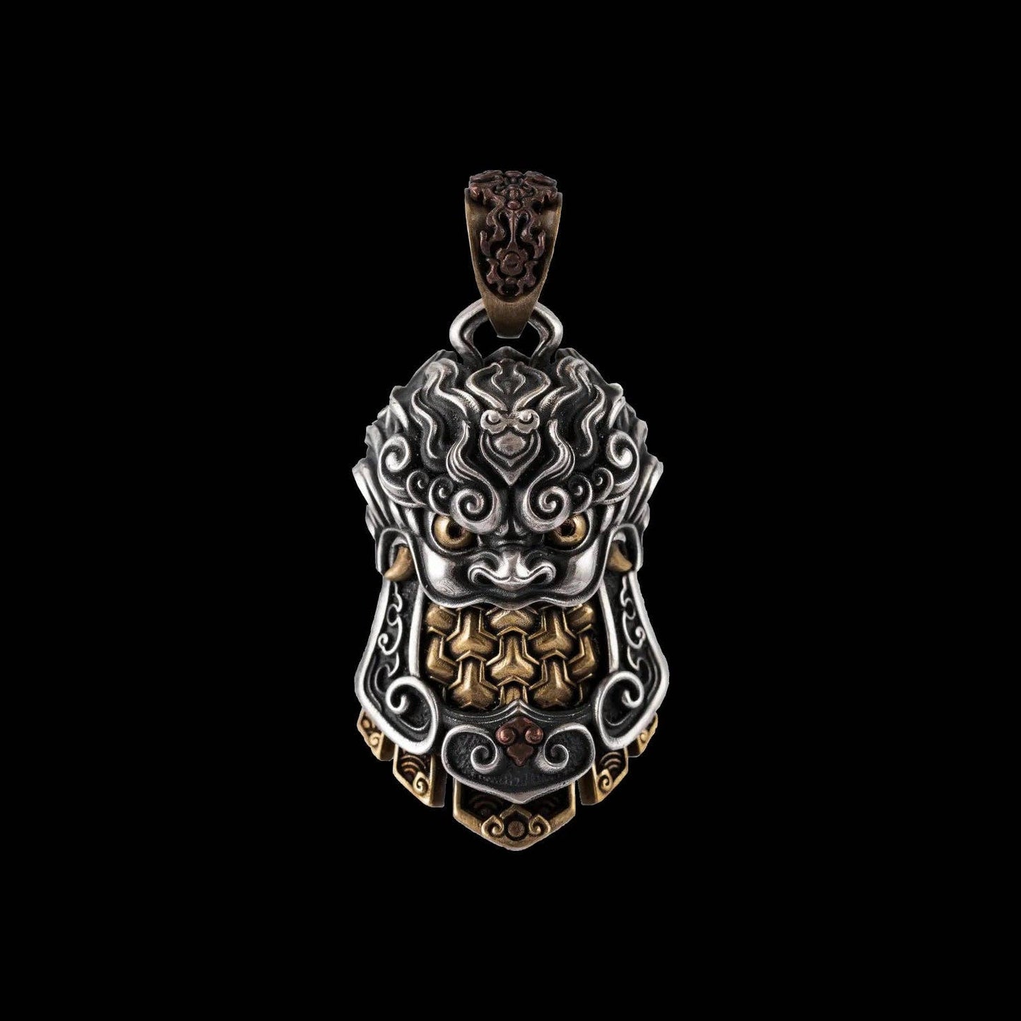 Tang Armor Pendant: No Chain / Oxidized Silver