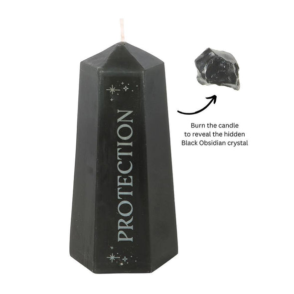 Something Different Wholesale - Protection Crystal Candle with Rough Black Obsidian