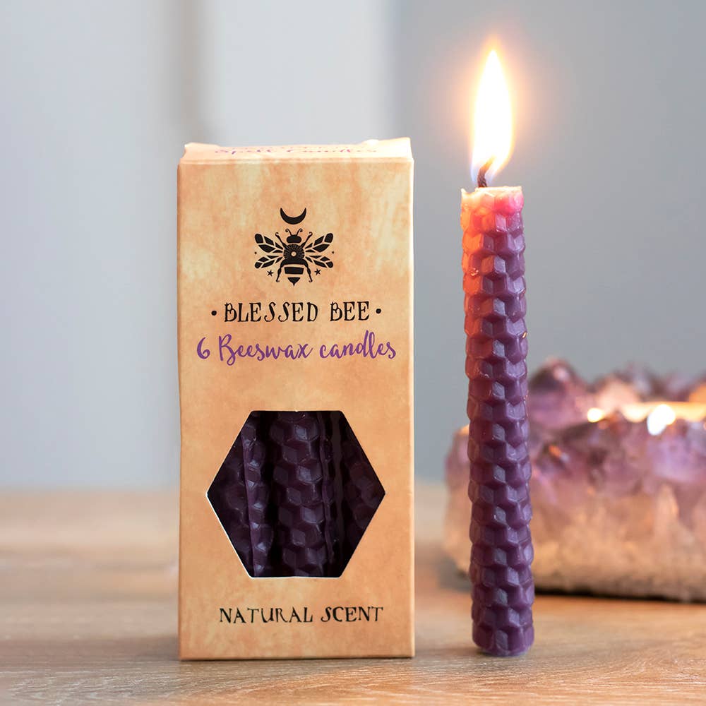 Something Different Wholesale - Set of 6 Purple Beeswax Magic Spell Candles