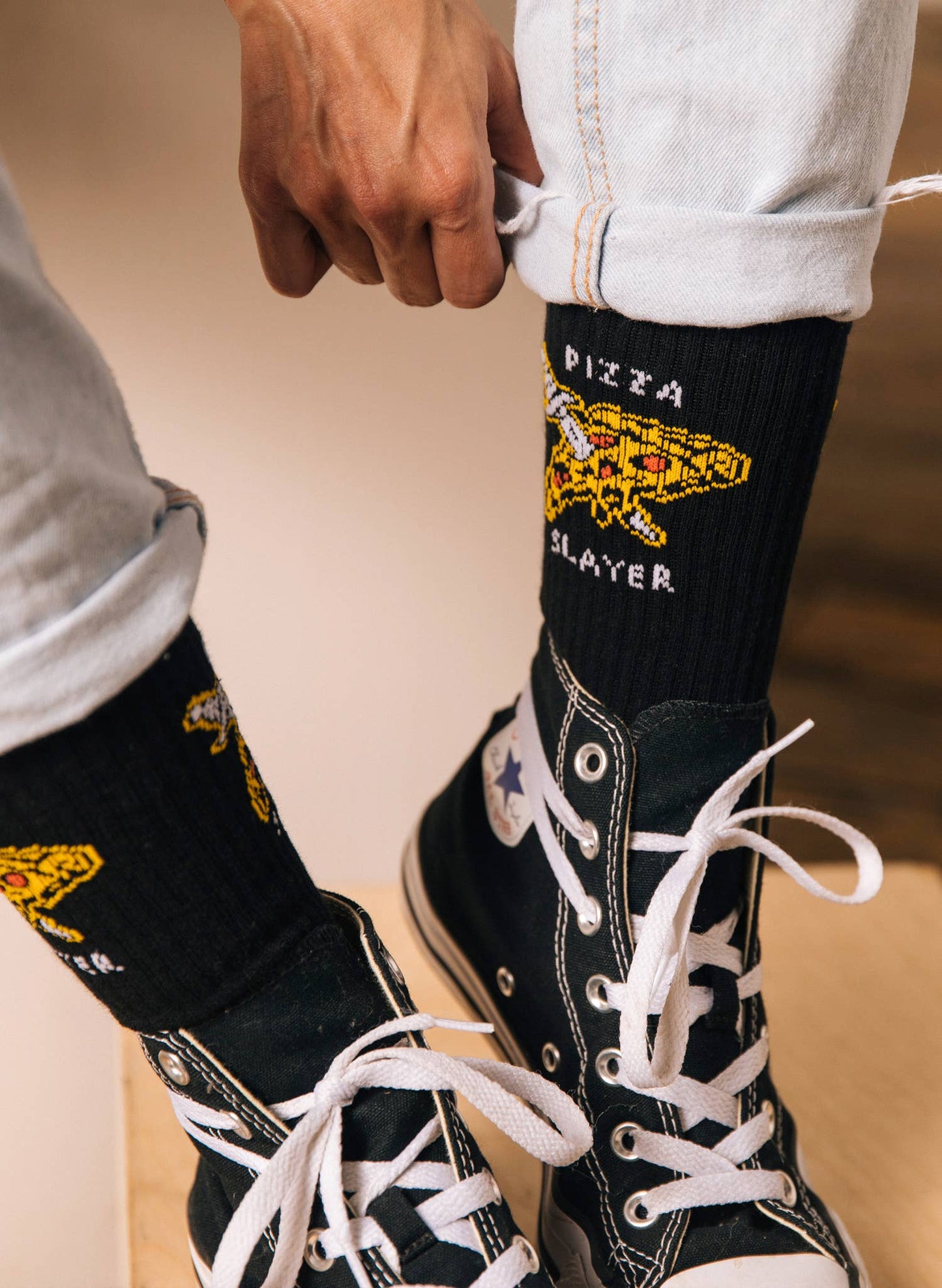 Pizza Slayer Comfy Crew Socks, Christmas Gift for Food Lover