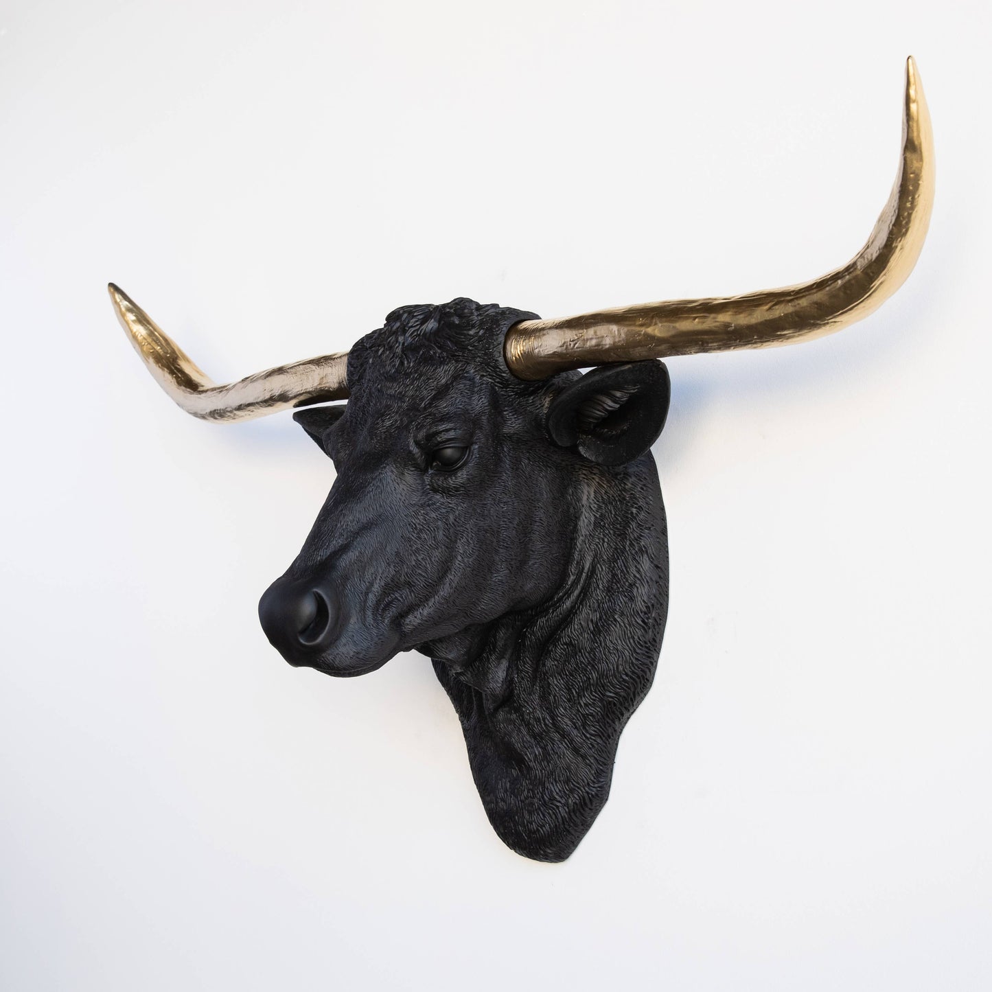 Near and Deer - Faux Texas Longhorn Head Wall Mount: Black/Gold