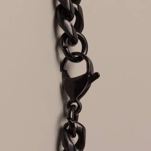 9mm Black Miami Cuban chain in black 316L Stainless Steel: 20"