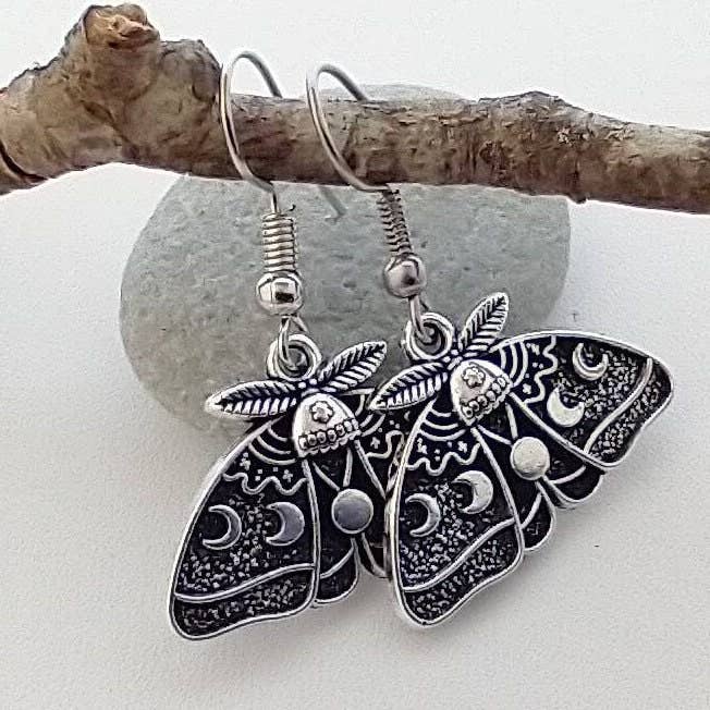 Piccadilly Pendants - Luna Moth Earrings, Mystical Earrings, Nature Jewelry: Earrings