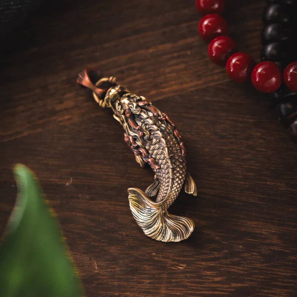 Dragon Fish Pendant: Brass