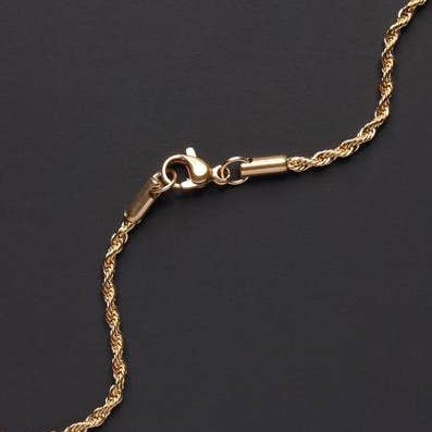 Gold Rope Chain Necklace for Men: 22"