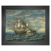 USS Constitution and HMS Guerriere Framed Oil Painting Print: 8" x 10"