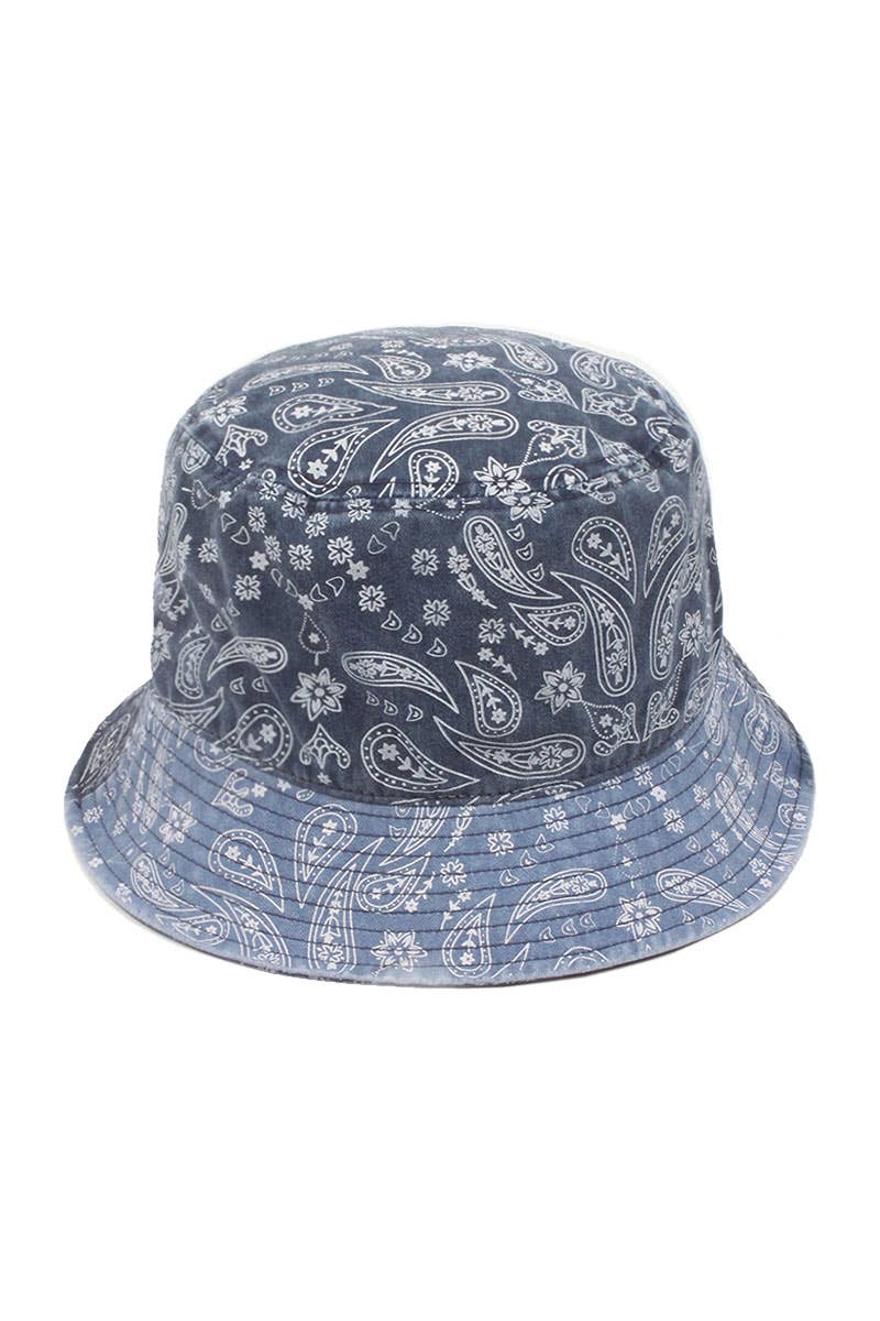 Paisley patchwork Bucket Hat: Blue