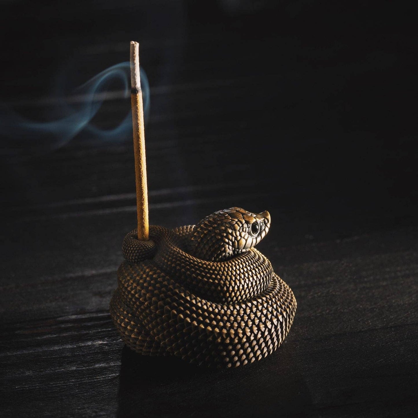 Hognose Snake Incense Holder: Brass