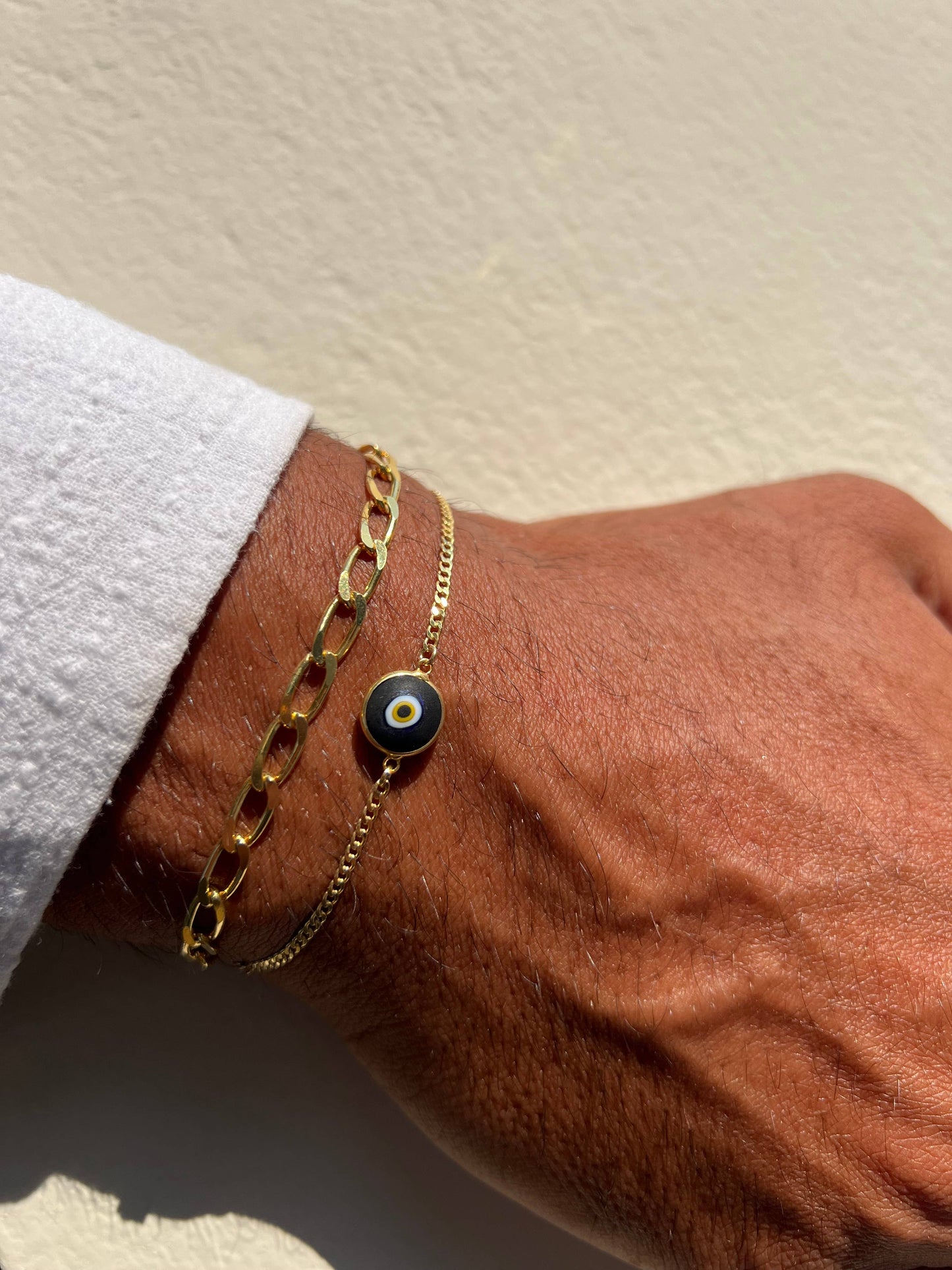 Men's Gold Evil Eye Bracelet, Protection Bracelet Men, Gold: 21cm / Chain Bracelet