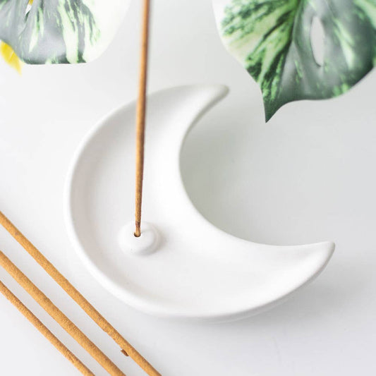 Something Different Wholesale - White Crescent Moon Incense Stick Holder