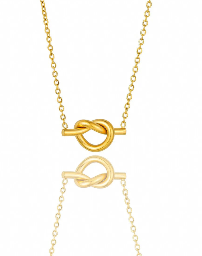 HoopLa Style - Sailor's Love knot- 14K Gold Steel Necklace