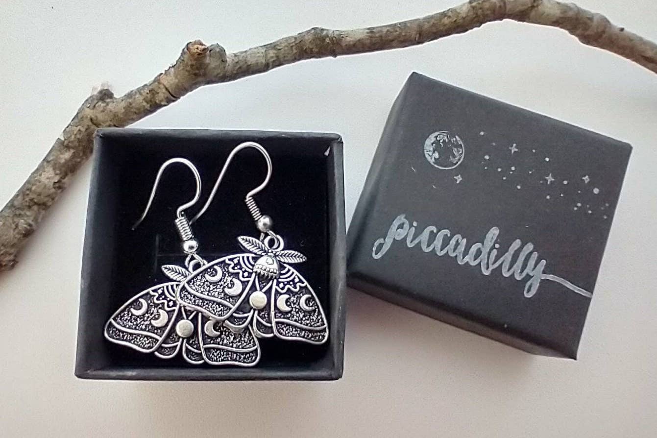 Piccadilly Pendants - Luna Moth Earrings, Mystical Earrings, Nature Jewelry: Earrings