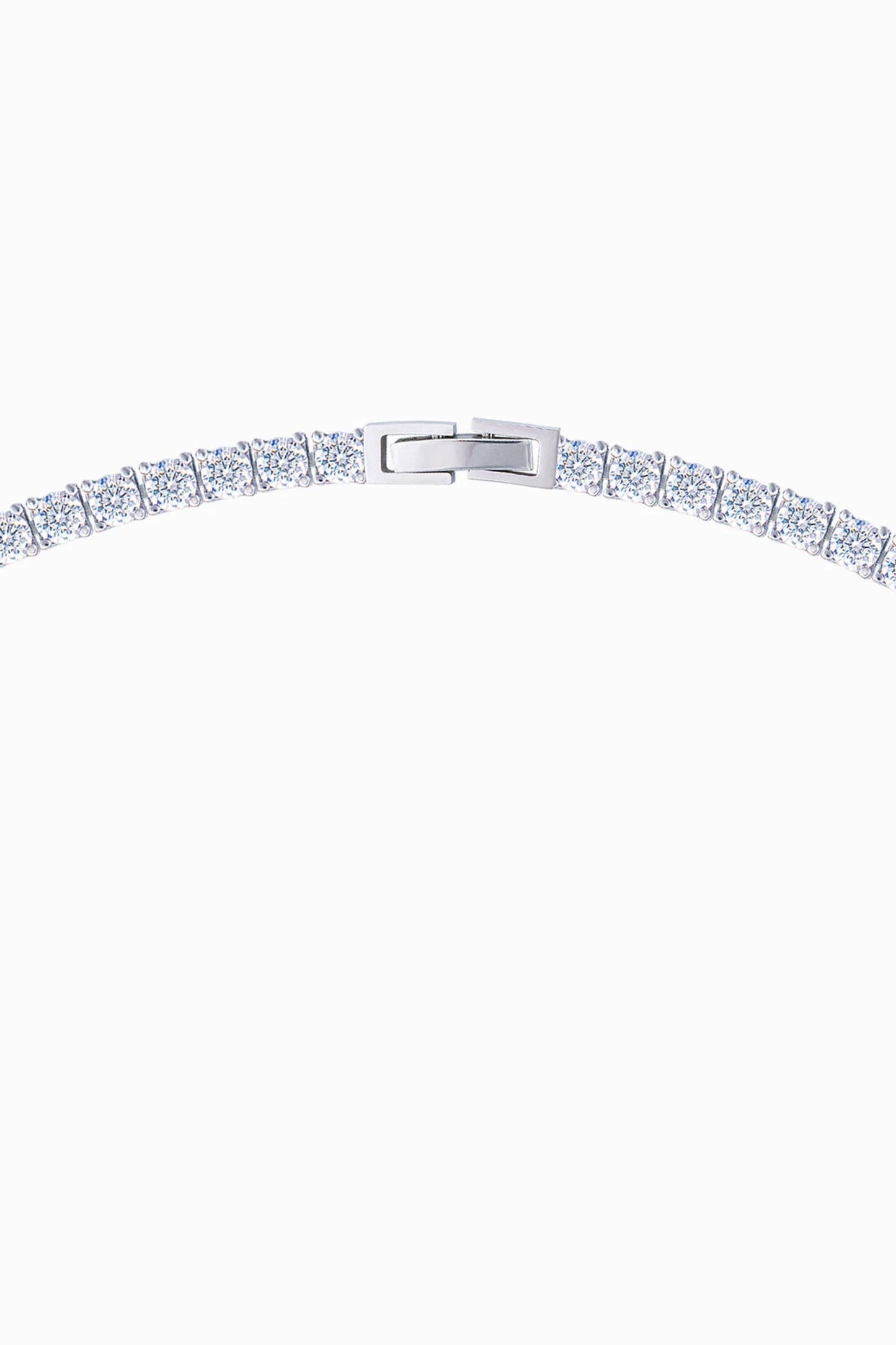 HoopLa Style - Tennis Necklace. Premium PV plated stainless CZ. : White Gold / 2mm