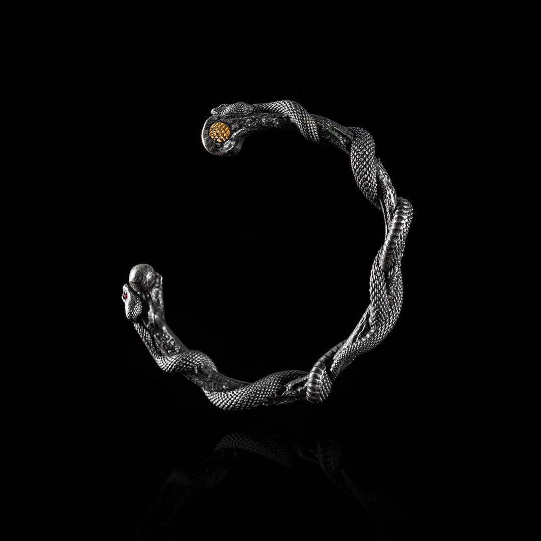 Snake Cuff Bracelet: Brass &  Silver / 7"