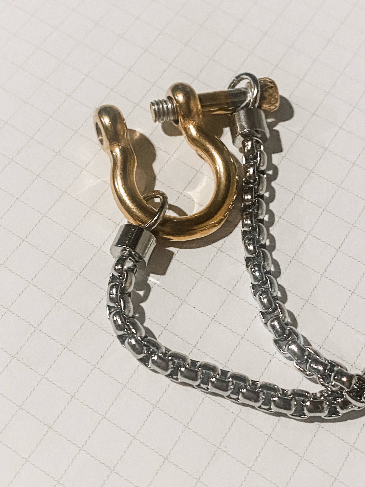 HoopLa Style - Carabiner horse Bit- Charm-Wheat Chain Stainless Necklace: Yellow Gold