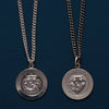 Small Baptism Sterling Silver Medal Necklace for Men: 18 / Shiny Silver