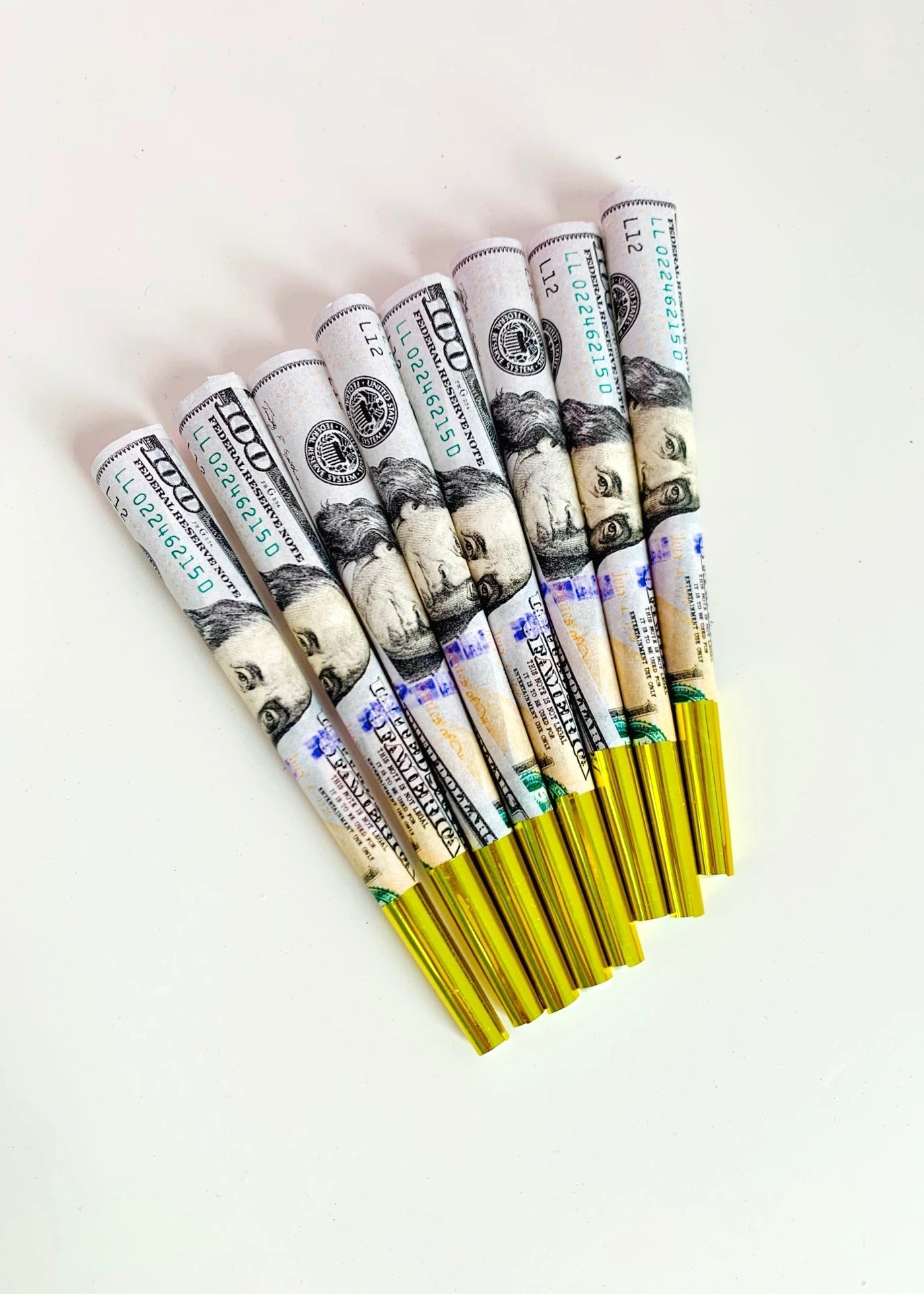 BENJAMIN $100 DOLLAR BILL CONES (8-pack)