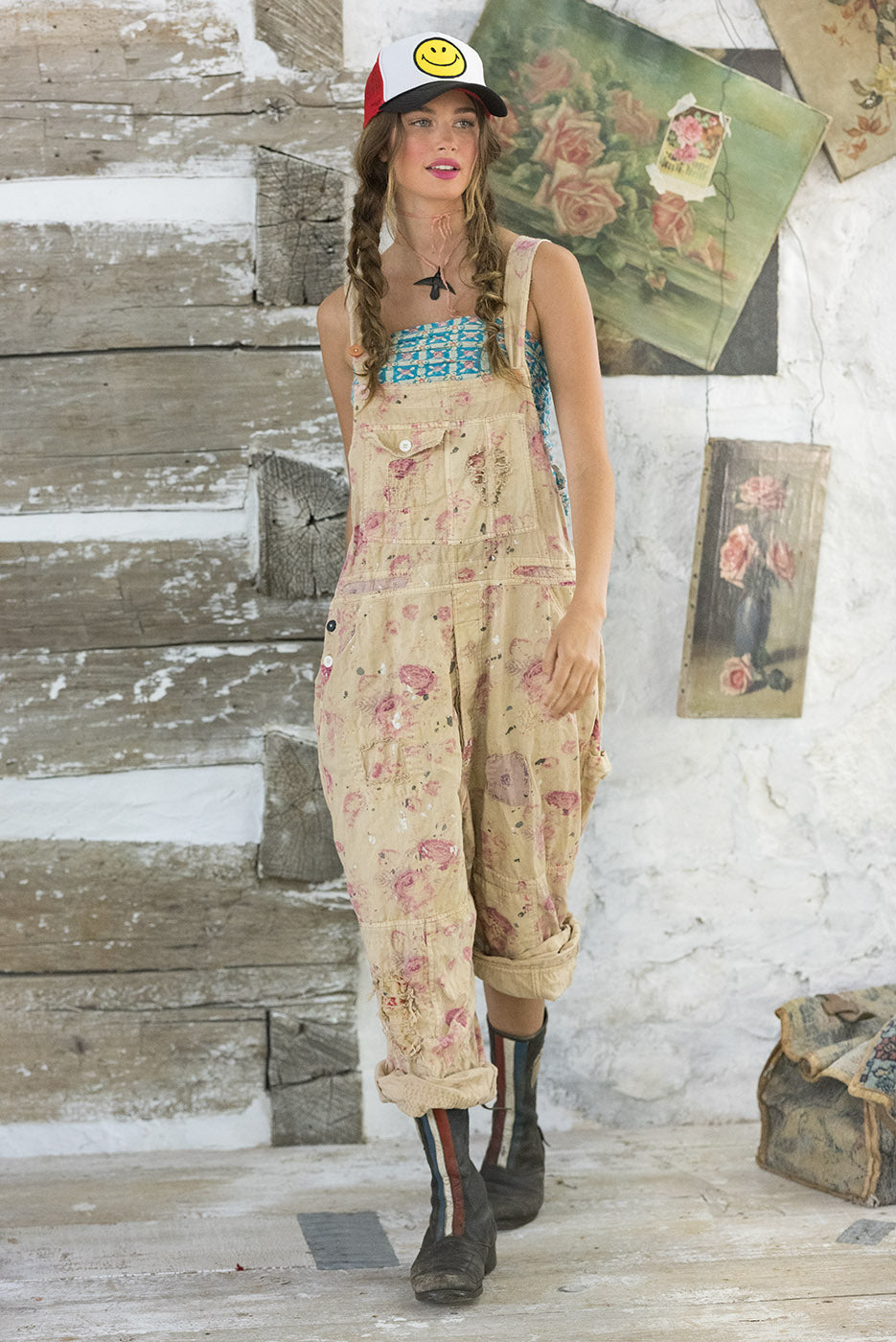 FLORAL PRINT LOVE OVERALLS