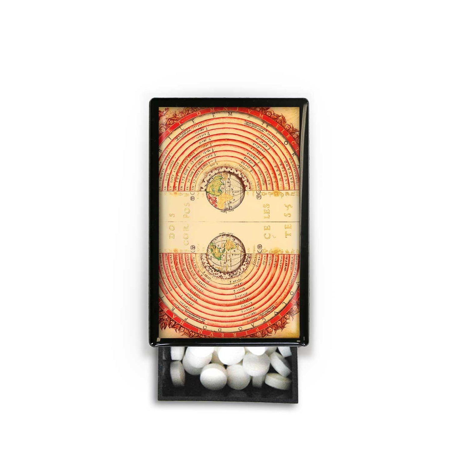 Orange Space Pattern Sky Circle Slide Box: Small Slide Box / Wooden Matches