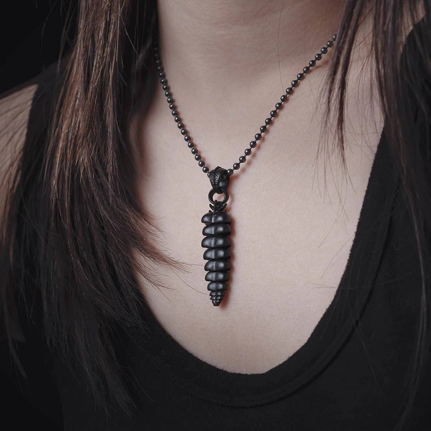 Rattlesnake Tail Pendant Black Chain