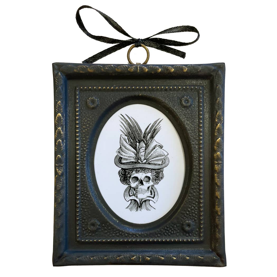 Gentleman and Lady Skull Print Set in Black & Brass Frame