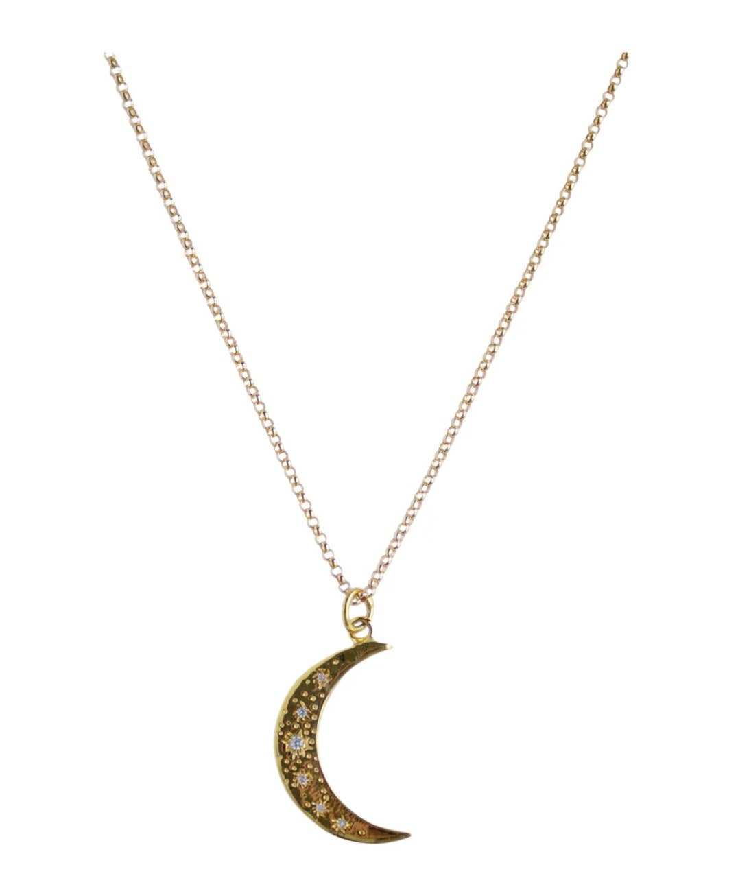 HoopLa Style - Crescent Moon Opal and Crystal Steel 14K Gold Necklace