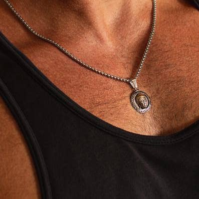Stainless Steel Buddha Head Pendant Necklace for Men: 22"