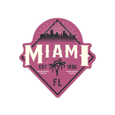 STICKER Miami, Florida, Skyline, Pink