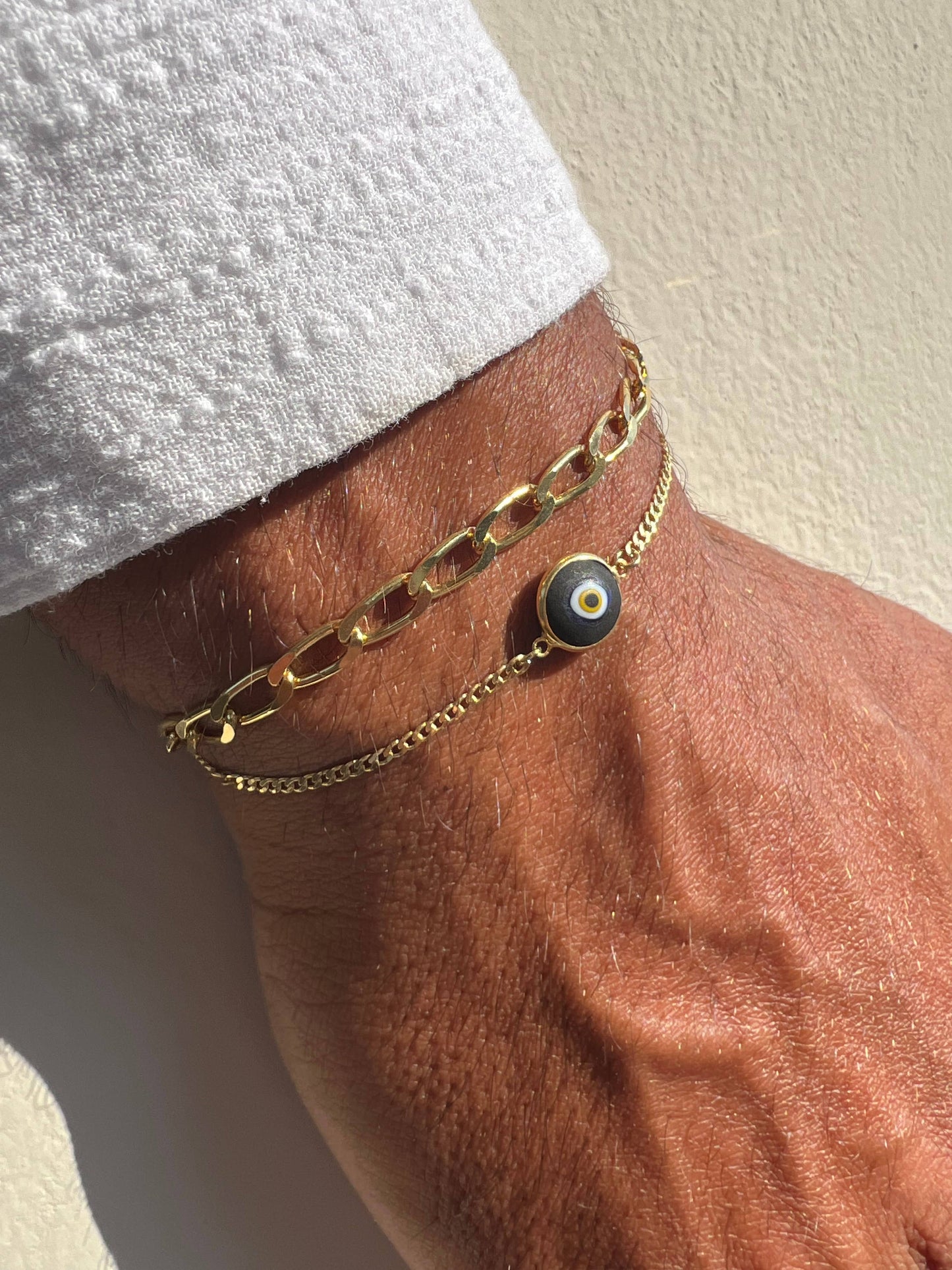 Men's Gold Evil Eye Bracelet, Protection Bracelet Men, Gold: 21cm / Chain Bracelet