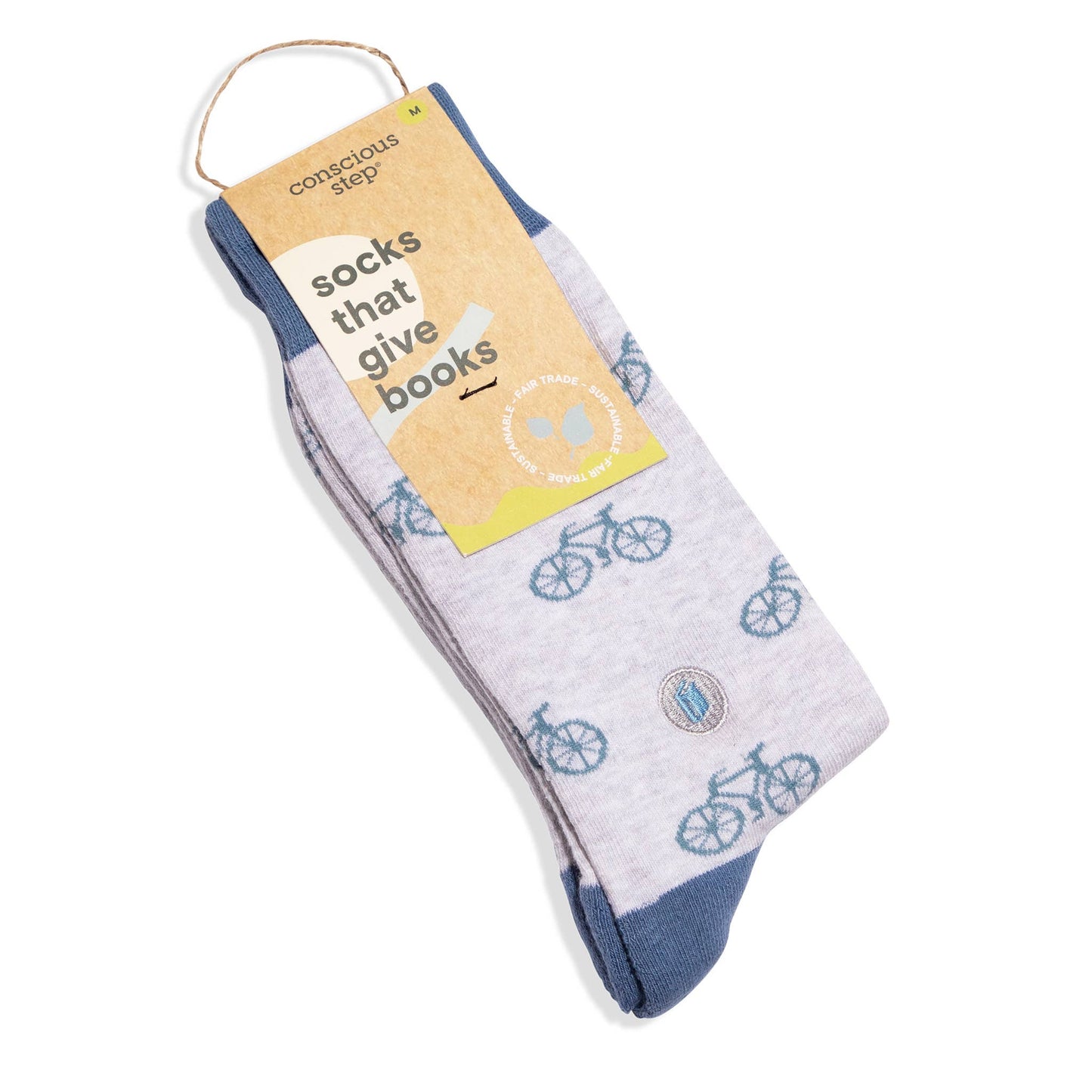 Socks that Give Books (Gray Bicycles): Medium