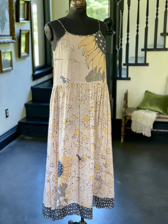 Milk & Honey Bohéme Slip Dress with Bees and Sunflowers