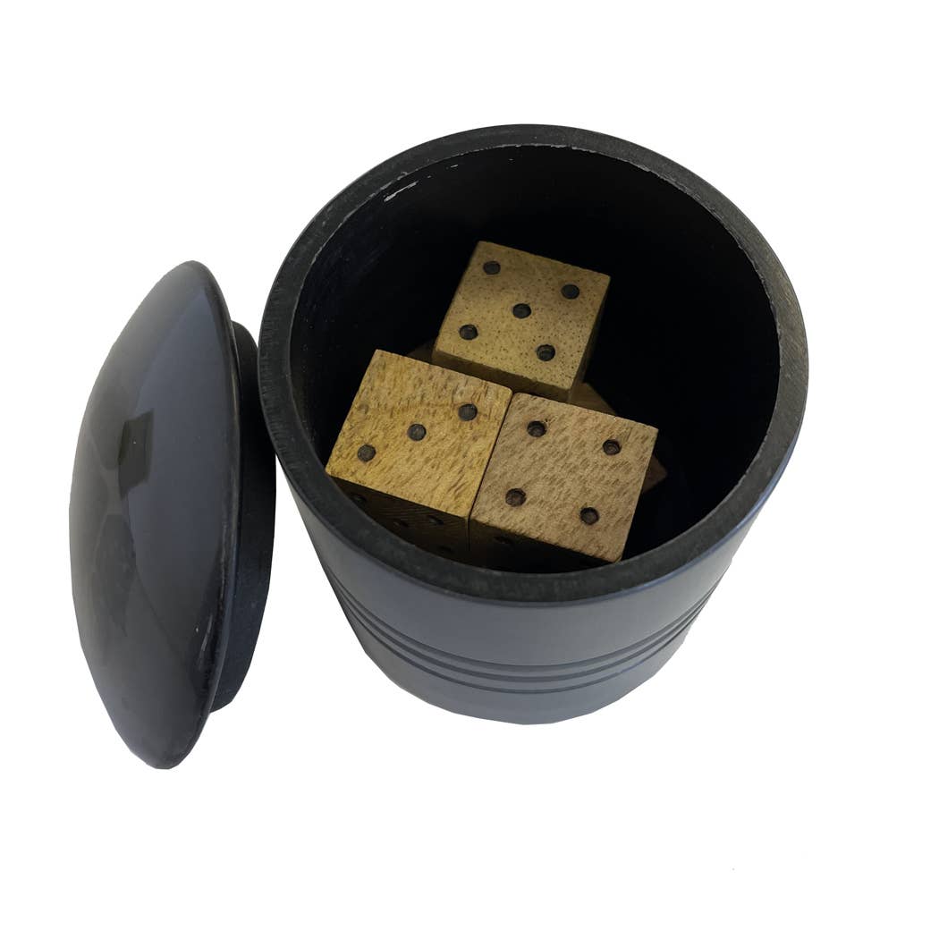 Farkle Six Dice Game in Horn Resin Cup - Vintage Style: Gray