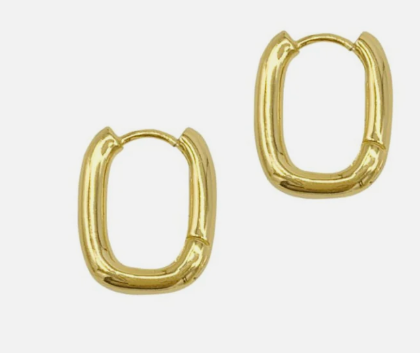 HoopLa Style - Classic PaperClip Puffy Hoop- Steel Hypoallergenic: Yellow Gold