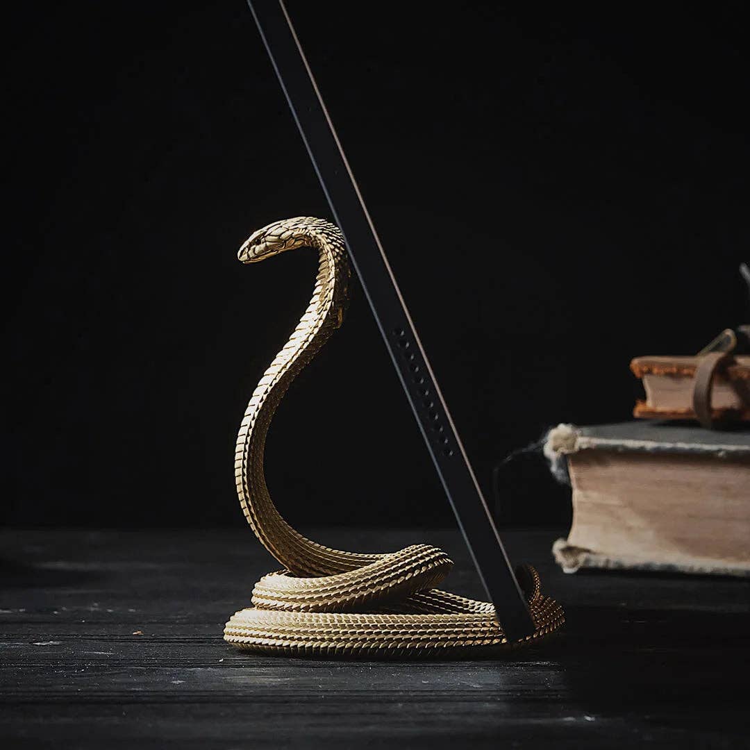 Cobra Phone Stand: Brass