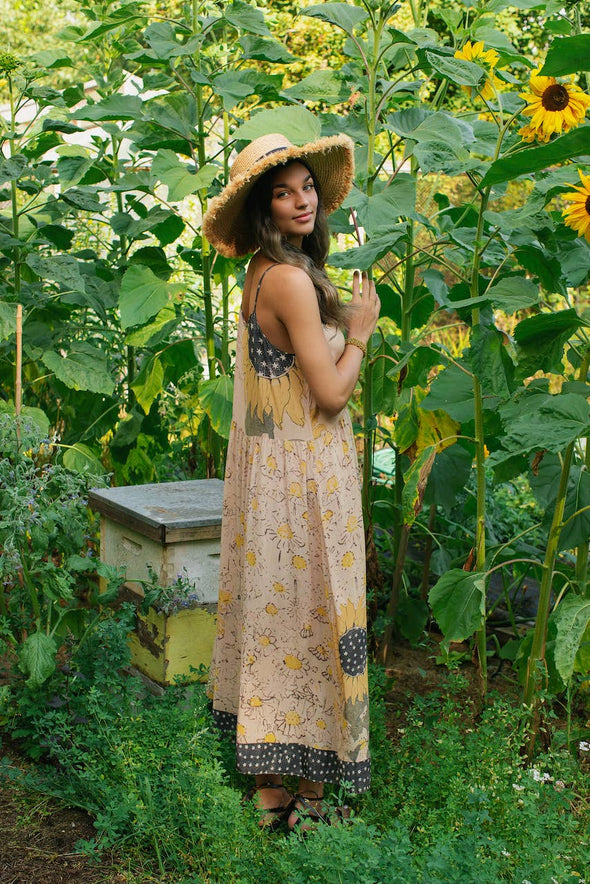 Milk & Honey Bohéme Slip Dress with Bees and Sunflowers