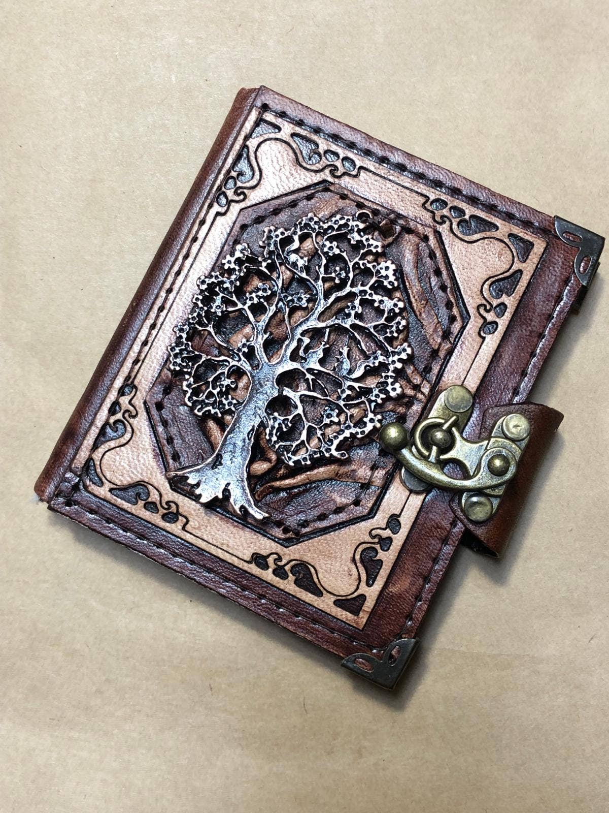 Mini Tree of Life Leather Journal Diary Wrinkled Celtic