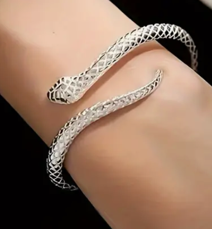 HoopLa Style - Snake Serpant bangle Bracelet-Engraved Skin-Stainless Steel : Yellow Gold