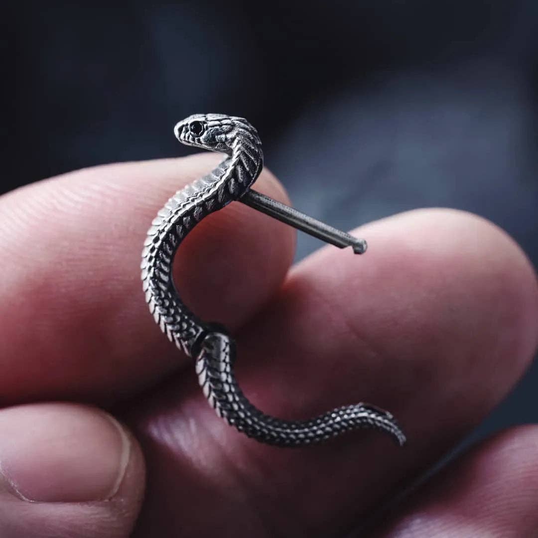 Cobra Earrings: Oxidized Silver