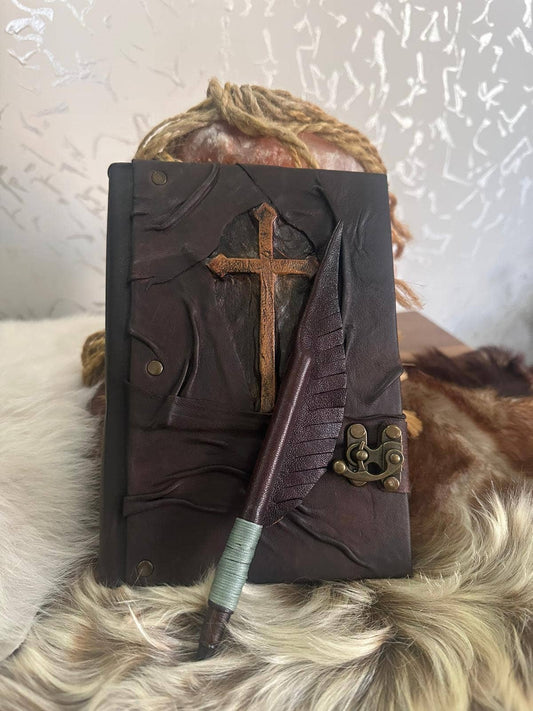 Christian Cross Design Genuine Craft Leather Journal Diary