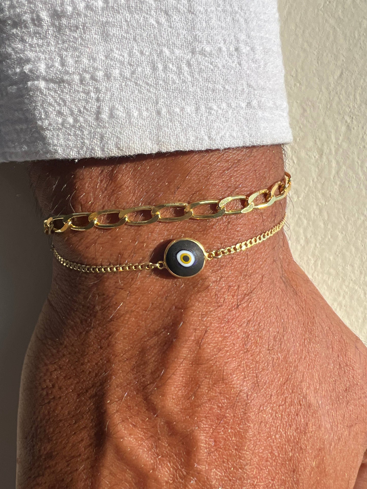 Men's Gold Evil Eye Bracelet, Protection Bracelet Men, Gold: 21cm / Chain Bracelet