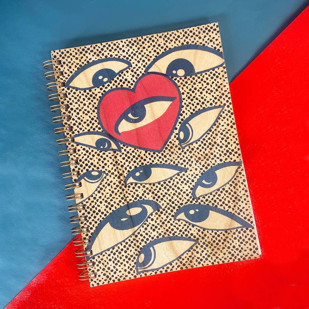 Spitfire Girl - Wood Notebook- Eye Heart U