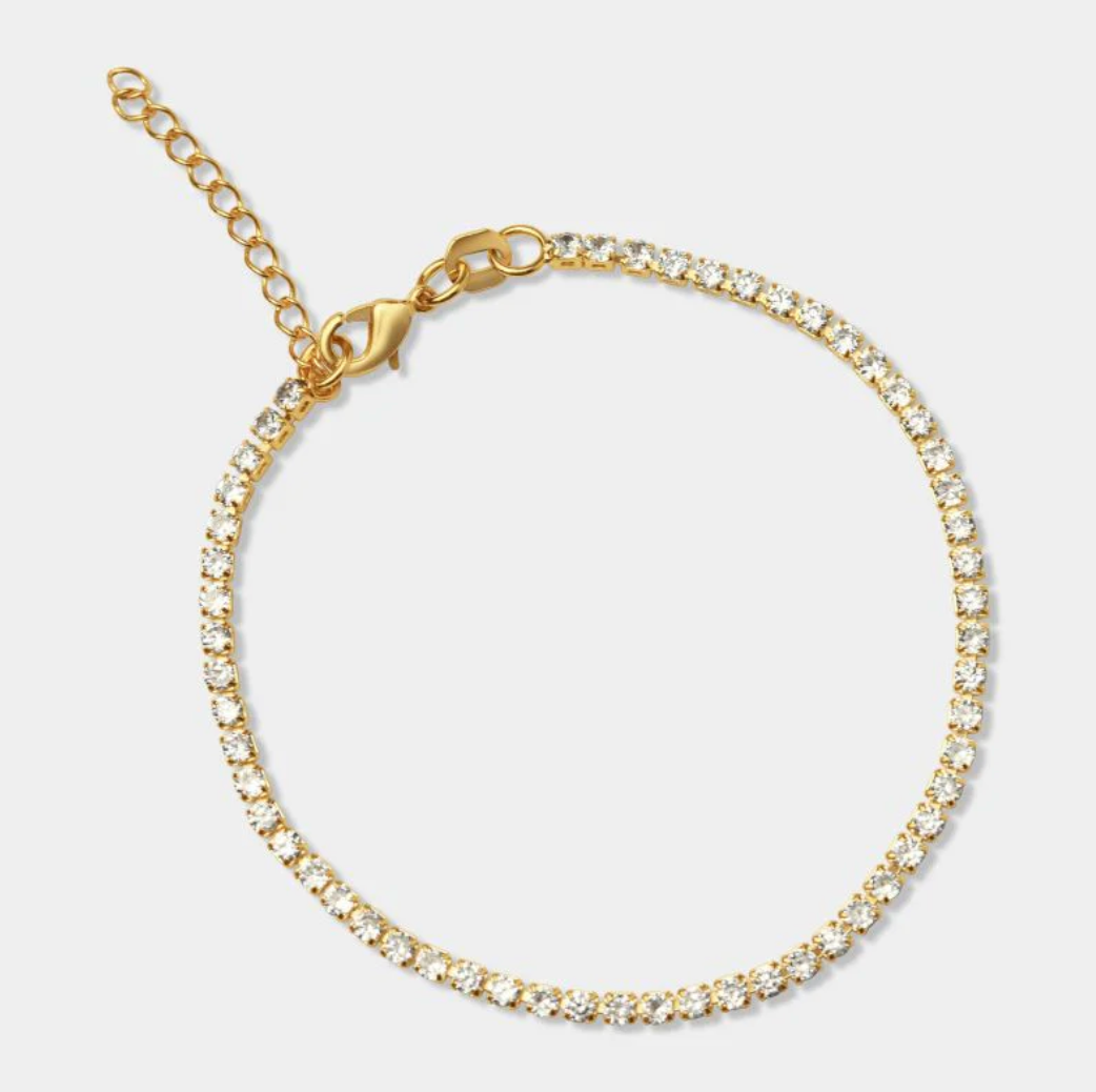 HoopLa Style - Tennis Bracelet  Stainless Steel Zircon: Yellow Gold / 4mm