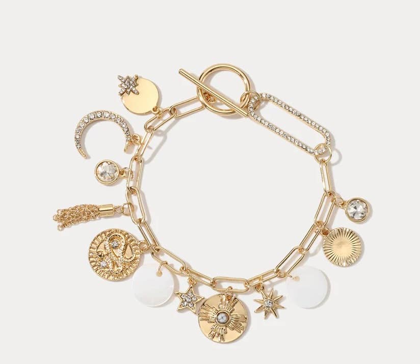 HoopLa Style - Celestial Coin & Charm Bracelet Moon, Sun Charms